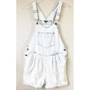 WILD FABLE Acid Wash Bleached Bib Overalls Shortalls Size Medium